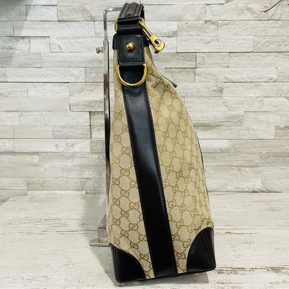 GUCCI Monogram Crocodile Web Medium Secret Hobo Dark Brown Leather Handbag - Picture 3 of 16